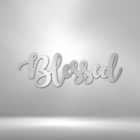 Scripture Sign Blessed Script Steel Sign Laser Cut Powder Coated Home & Office